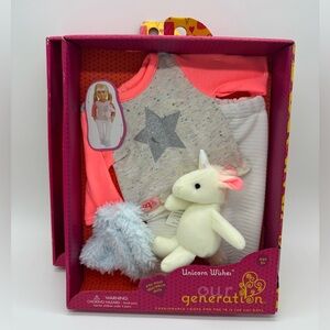 Our Generation Doll Accessories Set Unicorn Wishes Outfit Set - Pink/Gray NEW!